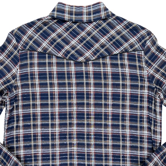 Le Superbe Superstoned Cowboy Shirt Midnight Plaid Pearl Snap Size 0 - Picture 12 of 14